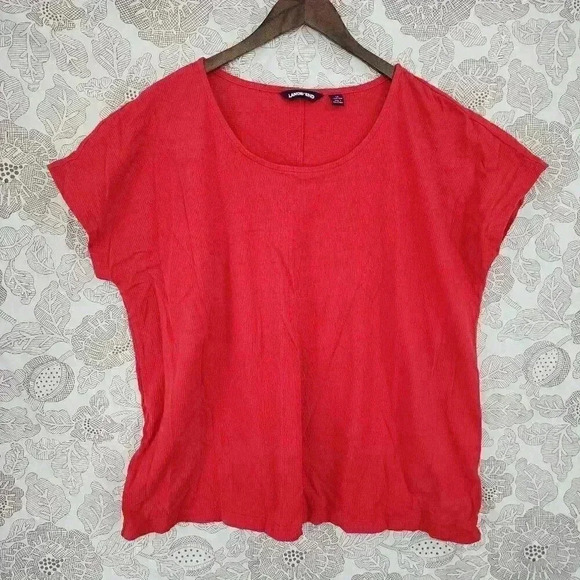 Lands' End Cap Sleeve Scoop neck Women's Blouse 1X Red 8311 - Picture 1 of 8